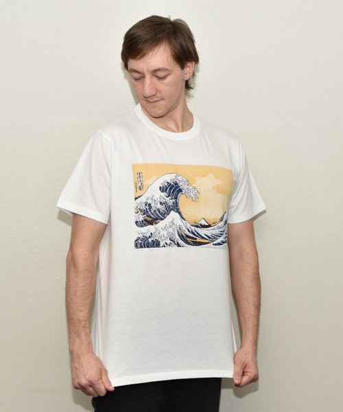 JIN+（ジンプラス） tシャツ 波 神奈川沖浪裏 葛飾北斎 半袖Tシャツ