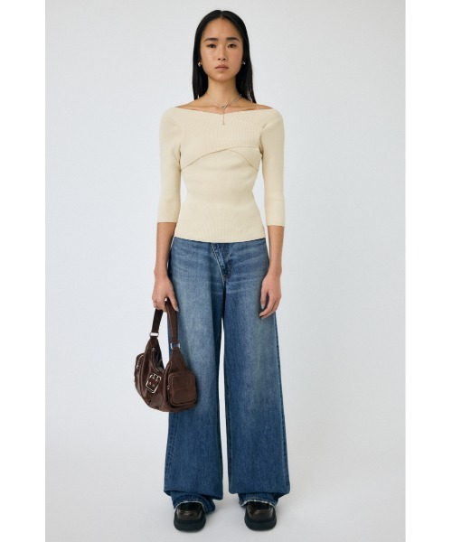 MOUSSY ニット セーター CROSS OFF SHOULDER ニットトップス