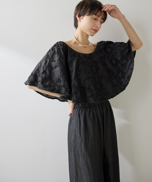 Whim Gazette 25SS エンブロイダリージャンプスーツ ブラック ウィムガゼット Whim Gazette エンブロイダリージャンプスーツ