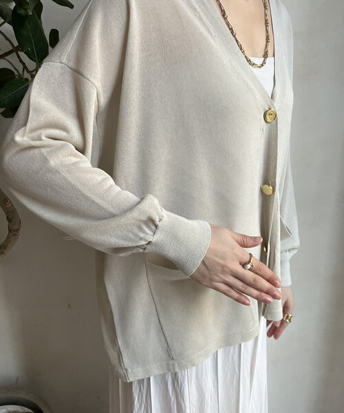 DouDou カーディガン GOLDボタンシアーVカーディガン レディース