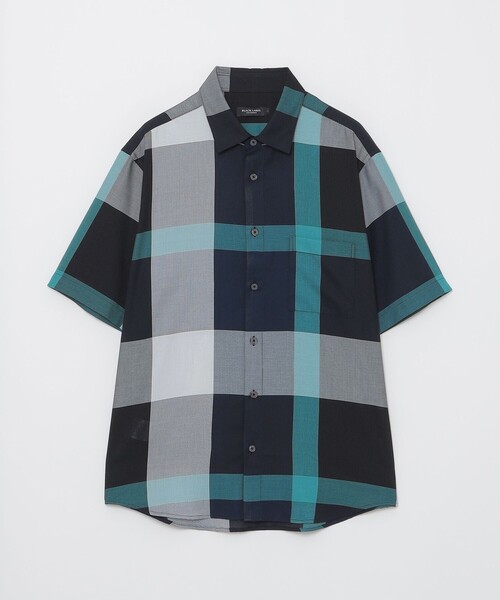 ブラックレーベルクレストブリッジ 長袖チェックシャツ Mサイズ 青緑系