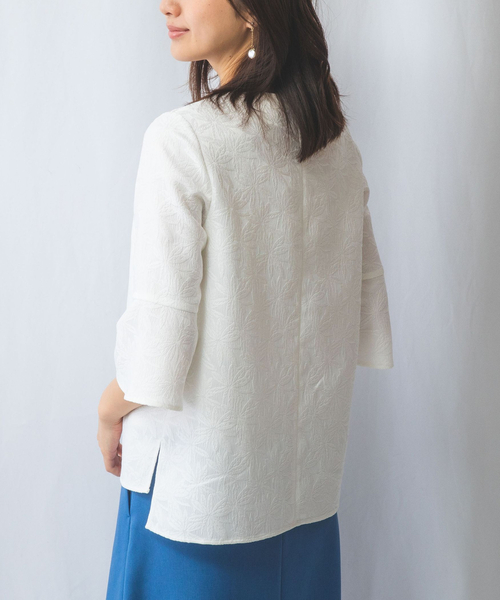 ナラカミーチェ（NARACAMICIE）/【NARACAMICIE】フラワージャガード六分袖ブラウス NARACAMICIE（ナラカミーチェ） ブラウス シャツ 「NARACAMICIE