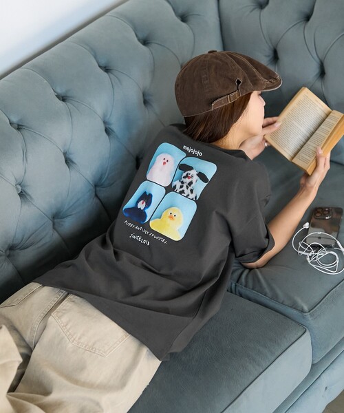 ❤︎人気色柄❤︎　mojojojo バックプリントTシャツ　限定（チャコールグレー） FREAK'S STORE｜mojojojo バックプリントTシャツ 限定展開 25SS