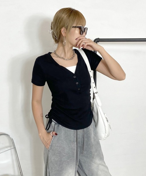 non-hedge tシャツ ヘンリーアンサンブル風サイドドロスト