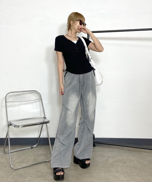 non-hedge tシャツ ヘンリーアンサンブル風サイドドロスト
