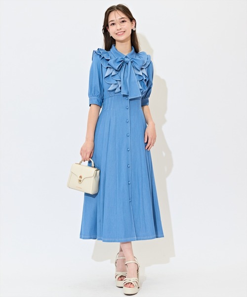WILLSELECTION ワンピース ラッフルリボンタイシャツワンピース