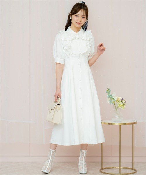 ウィルセレクション　リボンタイワンピース WILLSELECTION ワンピース ラッフルリボンタイシャツワンピース