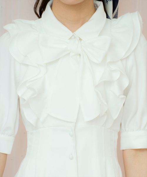 WILLSELECTION ワンピース ラッフルリボンタイシャツワンピース