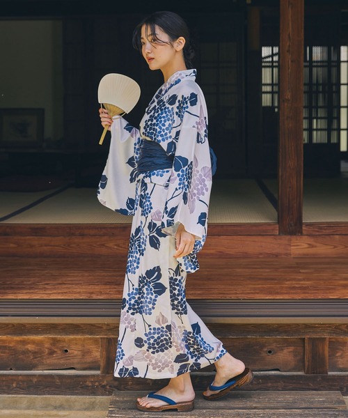 浴衣 セット ワンピース セパレート 2way 花柄 白 水色 ピンク アソート 2WAY♪可憐に咲き誇る、鈴蘭×菖蒲柄セパレート浴衣