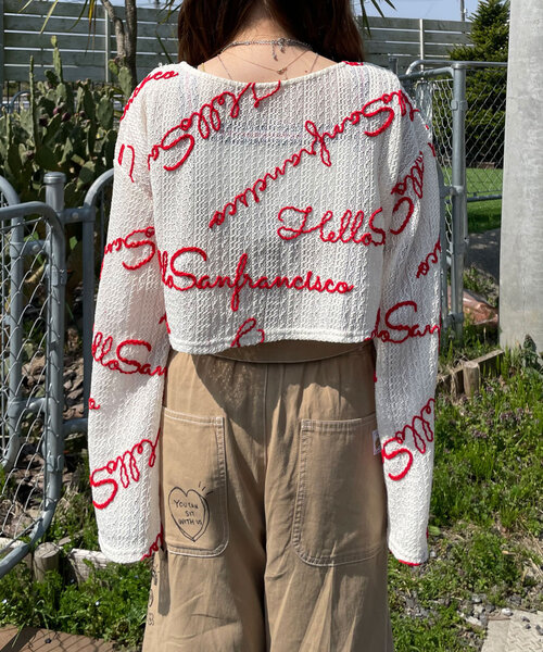 tシャツ 「HELLO.SANFRANCISCO/ハローサンフランシスコ」２WAYロゴコード刺繍ボレロ レディース HELLO.SANFRANCISCO tシャツ 「HELLO.SANFRANCISCO」2WAYロゴ