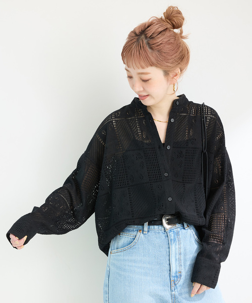 B.C STOCKレースシャツ/ブラウス B.C STOCK ブラウス シャツ 「追加」手洗い可 / レースシャツ
