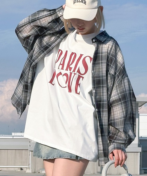 ブラウス シャツ シアーチェックBIGシャツ レディース SpRay ブラウス シャツ シアーチェックBIGシャツ レディース
