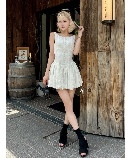 新品 タグ付き ESMOK エスモック リボン ファーベスト ホワイト ベスト