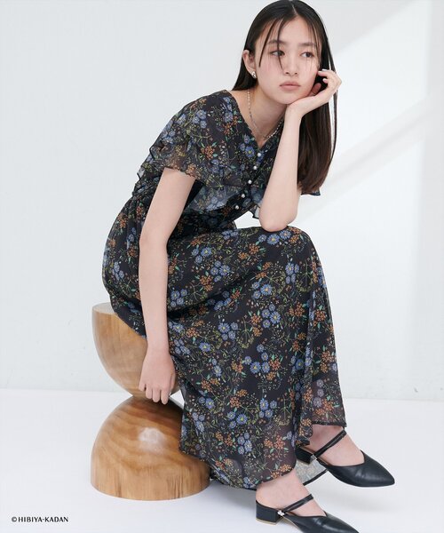 日比谷花壇コラボ♡フリル袖ハートネックワンピースMサイズ♡新品♡タグ付き natural couture ワンピース 「日比谷花壇コラボ」フリル袖