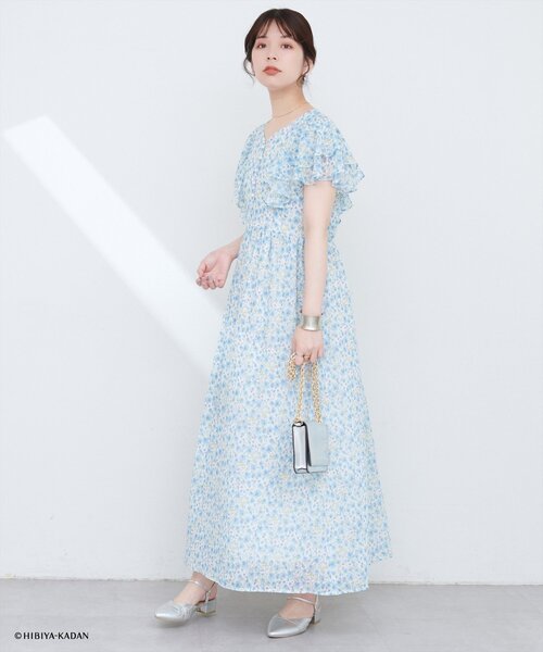 日比谷花壇コラボ♡フリル袖ハートネックワンピースMサイズ♡新品♡タグ付き natural couture ワンピース 「日比谷花壇コラボ」フリル袖