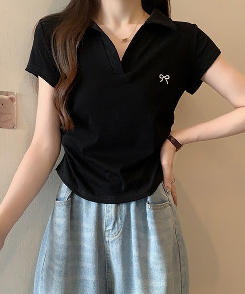 Lace Ladies（レースレディース） tシャツ 半袖 リボン ワンポイント 