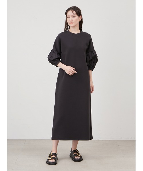 【美品】Mila Owen ブラック Aラインニットワンピース Mila Owen（ミラオーウェン）の「Aラインニットワンピース