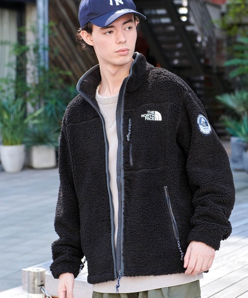 ○ノースフェイス リバーシブル 中綿ジャケット ボア 刺繍ロゴ ブラック 黒 L THE NORTH FACE (ザ ノースフェイス) リバーシブル 中綿 ジャケット