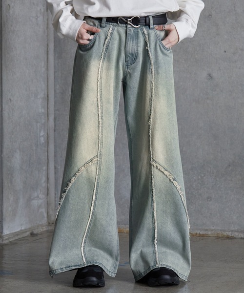 ていささ出品 SERACE】Loose silhouette vintage denim wide pants / ルーズ