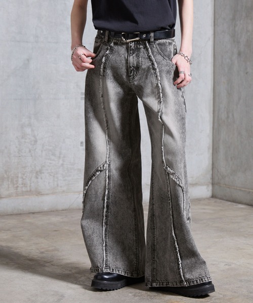 SERACE ワイドパンツ ジーンズ 「SERACE」Vintage design fringe zip