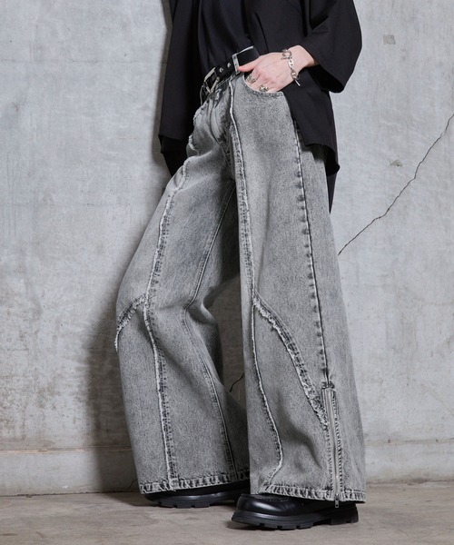 SERACE ワイドパンツ ジーンズ 「SERACE」Vintage design fringe zip
