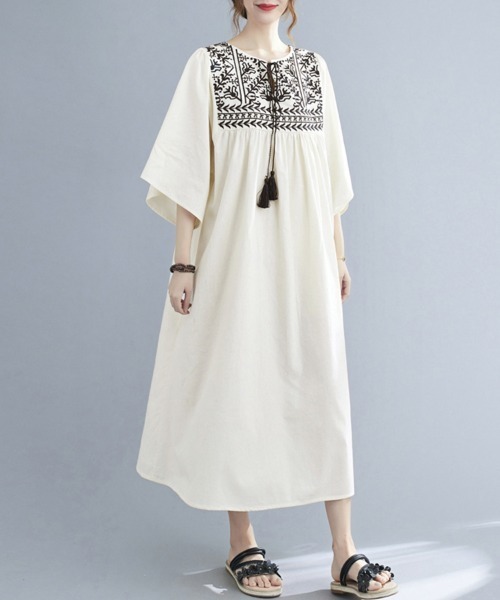 ワンピース エスニック刺繍ロングワンピース : ZOZOTOWN Yahoo!店