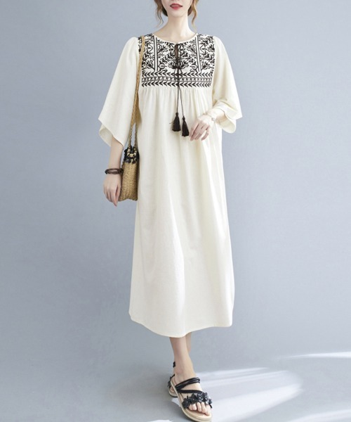 ワンピース エスニック刺繍ロングワンピース : ZOZOTOWN Yahoo!店
