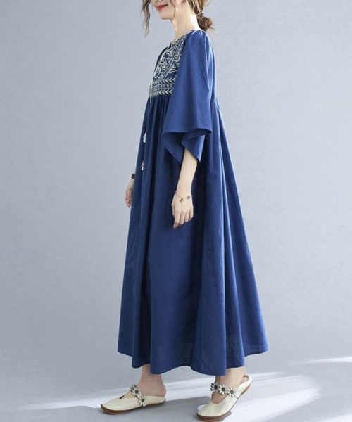 ワンピース エスニック刺繍ロングワンピース : ZOZOTOWN Yahoo!店