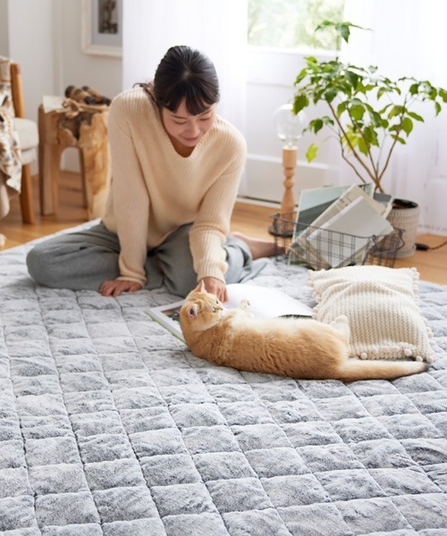 ラグ ラグマット まるで猫！のような洗えるモフモフキルトラグ｜185