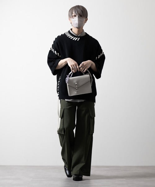 「CLEL」 半袖ニット X-SMALL ブラック メンズ