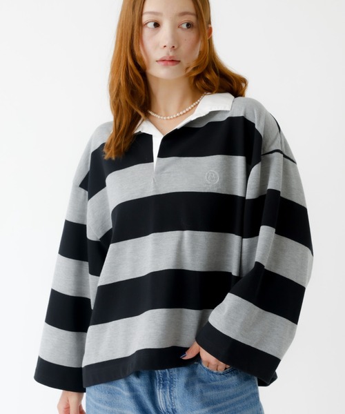 ポロシャツ ポロ 「PARROTT CANVAS/パロットキャンバス」クロップド ワイド ラガーシャツ レディース