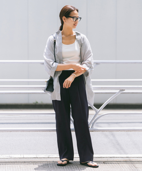 FRAMeWORK スラックス パンツ ポリアセテートストレートパンツ