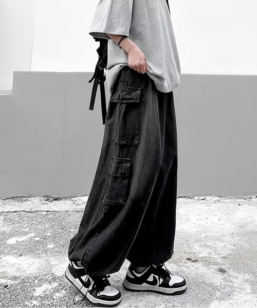 「JOHNNY WOLF」 加工デニムパンツ L ブラック メンズ