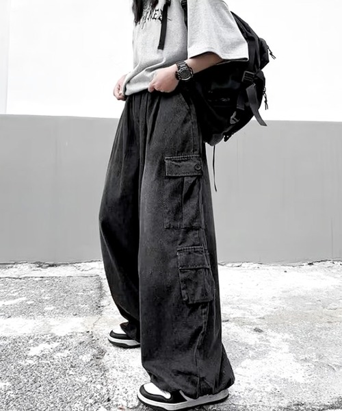 「JOHNNY WOLF」 加工デニムパンツ L ブラック メンズ
