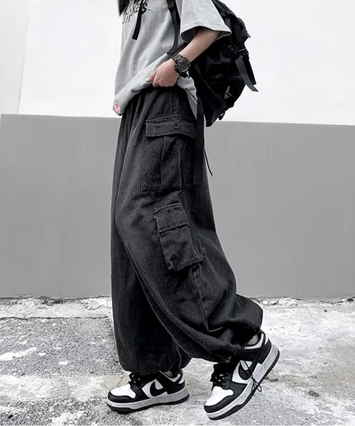 「JOHNNY WOLF」 加工デニムパンツ L ブラック メンズ