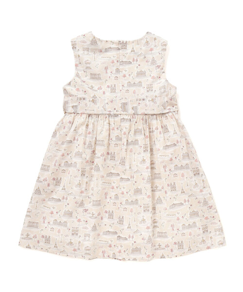ワンピース 「お揃い」リバティタナローン(PARIS POSTCARD)リボンベルトワンピース キッズ 子供服 女の子の画像