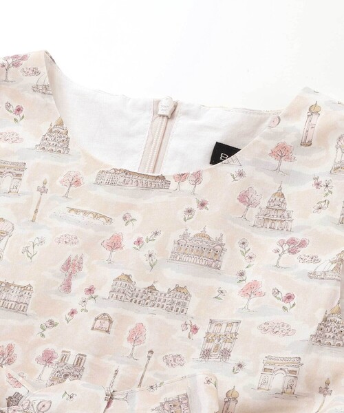 ワンピース 「お揃い」リバティタナローン(PARIS POSTCARD)リボンベルトワンピース キッズ 子供服 女の子の画像