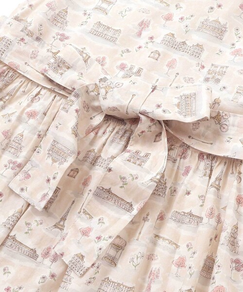 ワンピース 「お揃い」リバティタナローン(PARIS POSTCARD)リボンベルトワンピース キッズ 子供服 女の子の画像