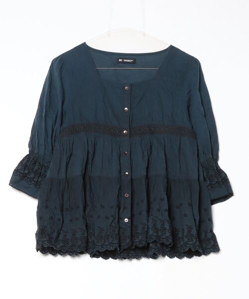 新品　ビームスボーイ　BEAMS BOY ブラウス BEAMS BOY（ビームス ボーイ） 7分袖ブラウス - ネイビー レディース