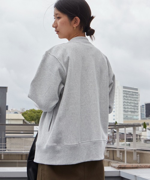 【美品】Champion グレー スタジャン　Mサイズ Champion（チャンピオン） スタジャン RW SNAP SWEATSHIRT リバース