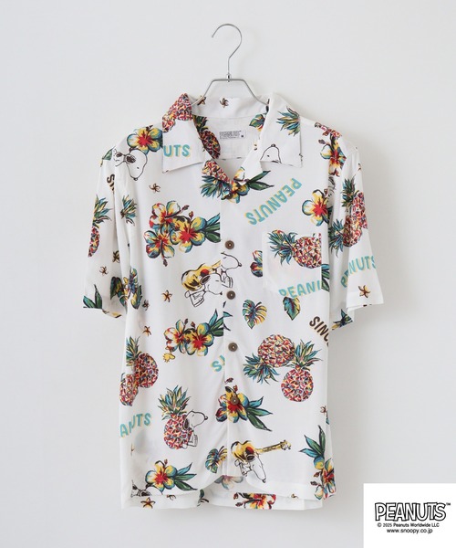 「PEANUTS」 半袖シャツ LL ネイビー メンズ_画像2