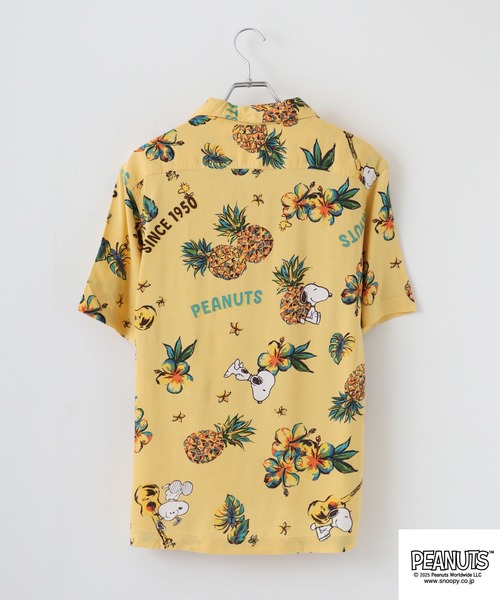 「PEANUTS」 半袖シャツ LL ネイビー メンズ_画像3