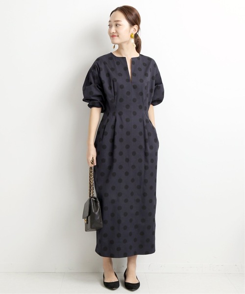 「VERMEIL par iena」 7分袖ワンピース 38 カーキ レディース_画像3