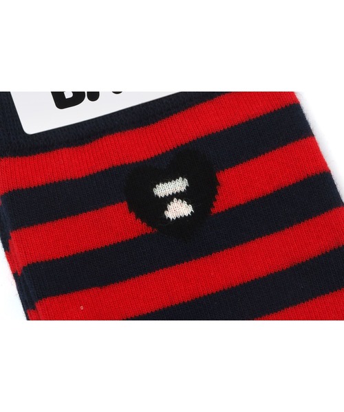 APEE 靴下 HEART EMBROIDERY BADGE STRIPES SOCKS レディース