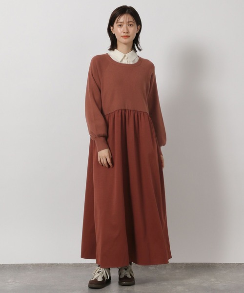 LAKOLE（ラコレ） ワンピース 布帛ドッキングニットワンピース