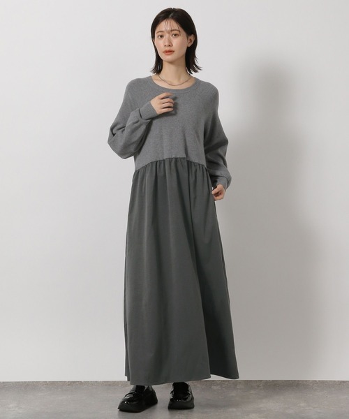 LAKOLE（ラコレ） ワンピース 布帛ドッキングニットワンピース
