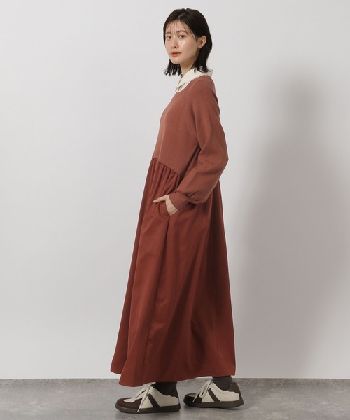 LAKOLE（ラコレ） ワンピース 布帛ドッキングニットワンピース