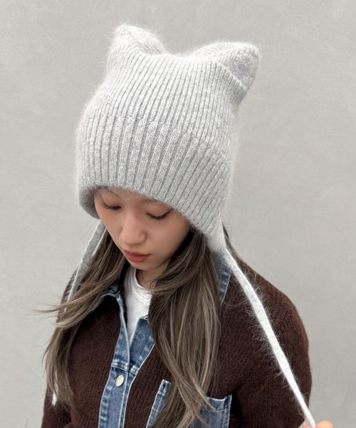 SpRay（スプレイ） ニット帽 ニットキャップ ネコ耳ボンネット
