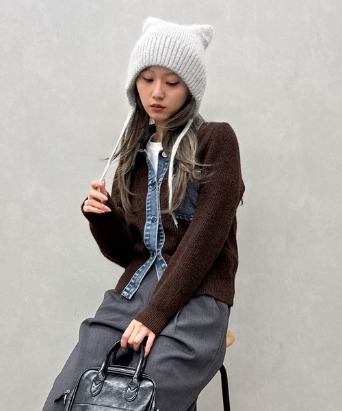 SpRay（スプレイ） ニット帽 ニットキャップ ネコ耳ボンネット