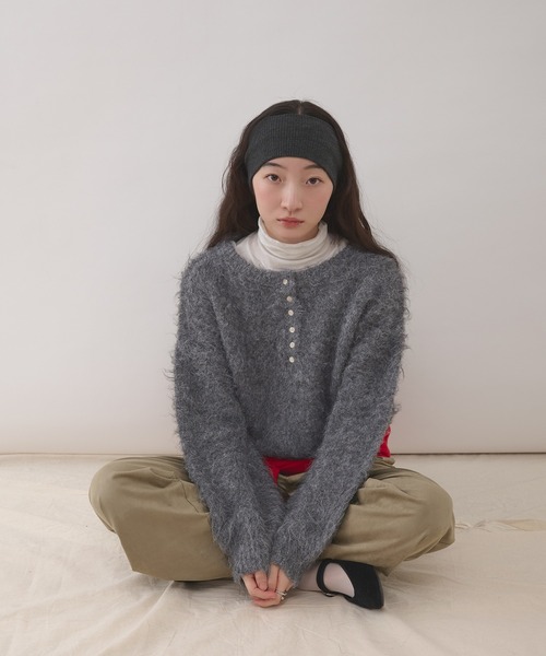MUHET（ミュエータ） ニット セーター henley neck shaggy knit